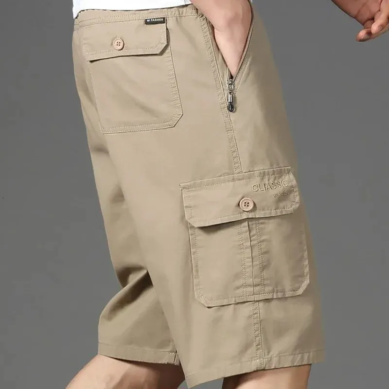 Summer Vintage Large Pocket Work Shorts Male Loose Straight Harajuku Fashion Y2k Clothes Mens Casual Cargo Pants 240301