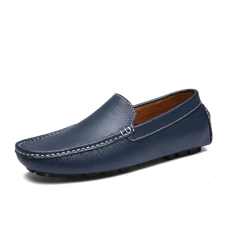 Designer-Leder-Doudou-Herren-Freizeit-Fahrschuhe, atmungsaktiv, weiche Sohle, hellbraun, Schwarz, Marineblau, Weiß, Blau, Silber, Gelb, Grau, Herren-Flachschuhe, All-Match-Lazy-Schuh A134