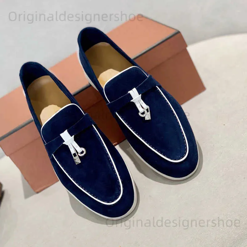 Casual Shoes Suede Leather Mens Loafers Spring and Autumn Casual Soft Sole Shoes Womens High Quality Cashmere Fashion Trends Flat Shoes T240325