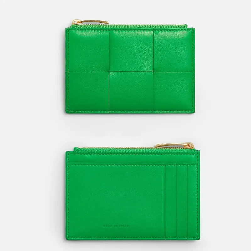 Titulaire de la carte de concepteur unisexe pour femmes cassette hommes petits portefeuilles à glissière en cuir de vachette véritable porte-carte de poche porte-monnaie de mode