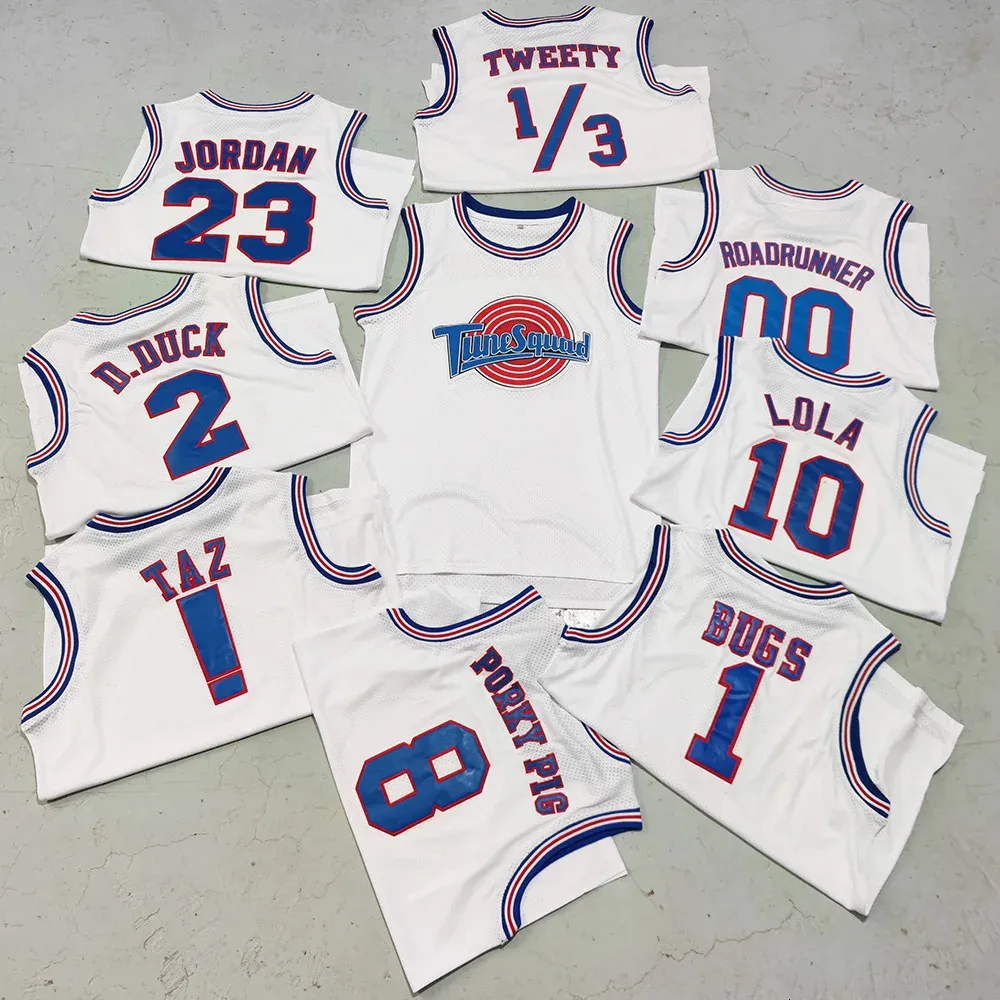 Trillest Bugs 1 Lola 10 Murray 22 TAZ DDuck 2 White Tune Squad Basketball Jersey Men For Halloween Party Clothing 240320