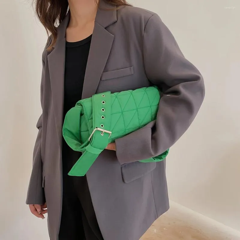 Umhängetaschen Mode Tasche Einfarbig Designer Gepolsterte Stepp Umhängetasche Gürtelschnalle Frauen Geldbörse Zum Einkaufen