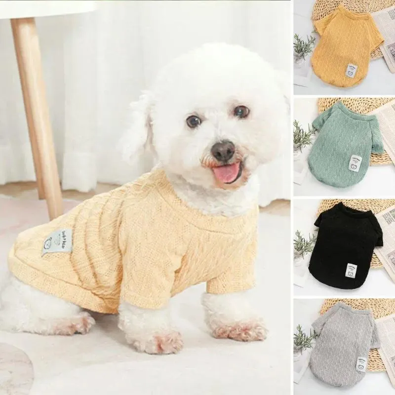 ملابس الكلب جميلة pullover ألوان صلبة تويست تويست نسج الحفاظ على الدفء كلاب كلاب من النوع الثنائي من أرجل