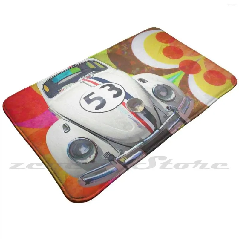 Tapijten Psychadelic Herbie Zacht Antislipmat Vloerkleed Tapijt Kussen Sgrimm2024 Auto Auto's Bug Auto Duits Cool Trendy Leuk Kleurrijk