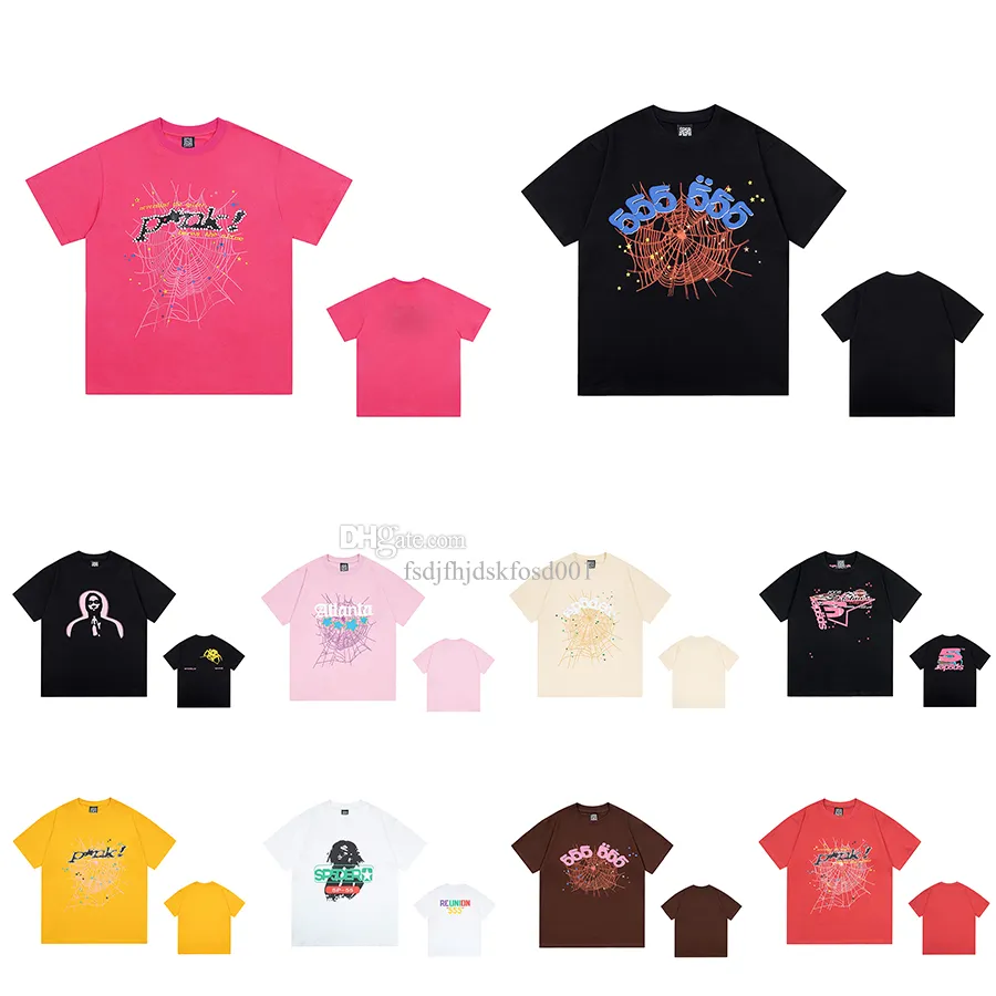 SP5der Young Thug 555555 Män kvinnor hoodie högkvalitativ skjorta skumtryck spindel web grafisk rosa tröjor y2k t-shirt tröjor USA-storlek S-XL