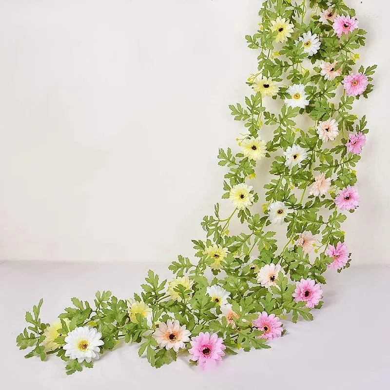 Decorative Flowers Artificial Sunflower Garland Daisy Rattan Wall Wedding Party Home Office Christmas Living Room Autumn Decoration
