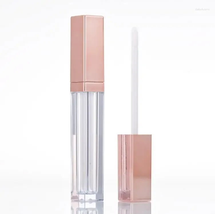 Bouteilles de stockage 5ml Rose Gold Square Tubes de brillant à lèvres en plastique DIY Vide Conteneur cosmétique rechargeable Bouteille de rouge à lèvres liquide SN1813