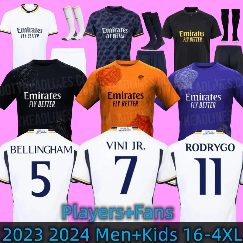 23 24 Bellingham Vini Jr Soccer JerseysフットボールシャツRodrygo Camavinga Real Madrids 2023 24 Arda Guler Home Away 3番目のプレイヤーMaillot De Foot Kits Camiseta Futbol