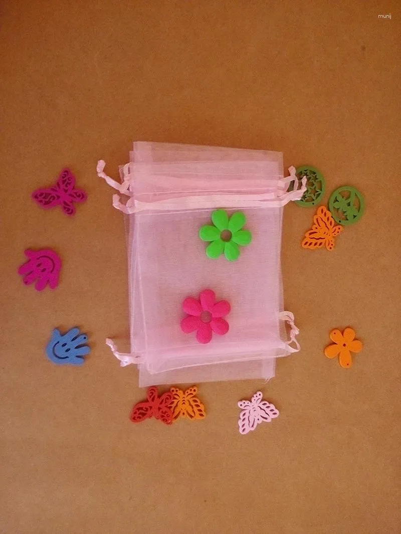 Envoltório de presente 20/30cm 3000pcs saco de organza rosa cordão sacos de embalagem de jóias para chá / presente / comida / doces pequeno fio transparente