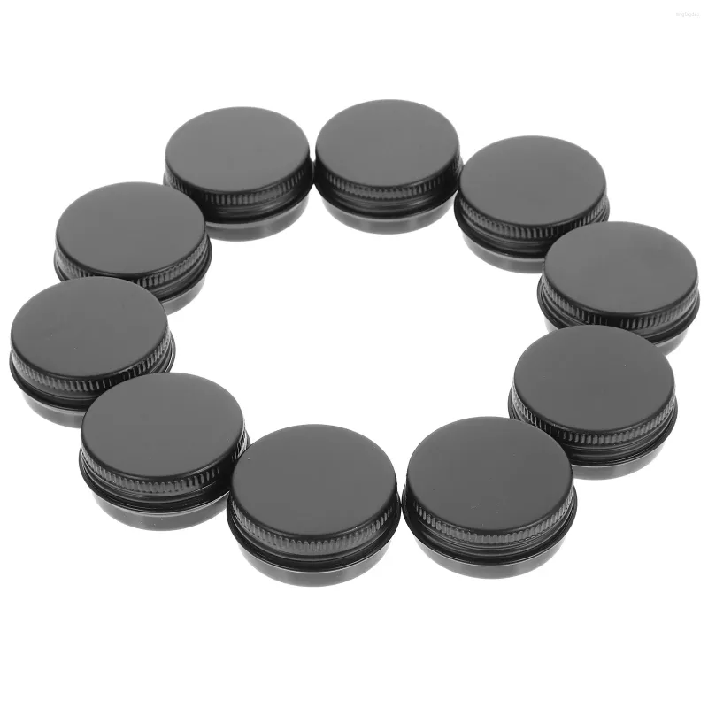 Opslagflessen 10 stuks lipcontainers gebotteld zwarte aluminium doos metalen blikken met deksels mini-monster