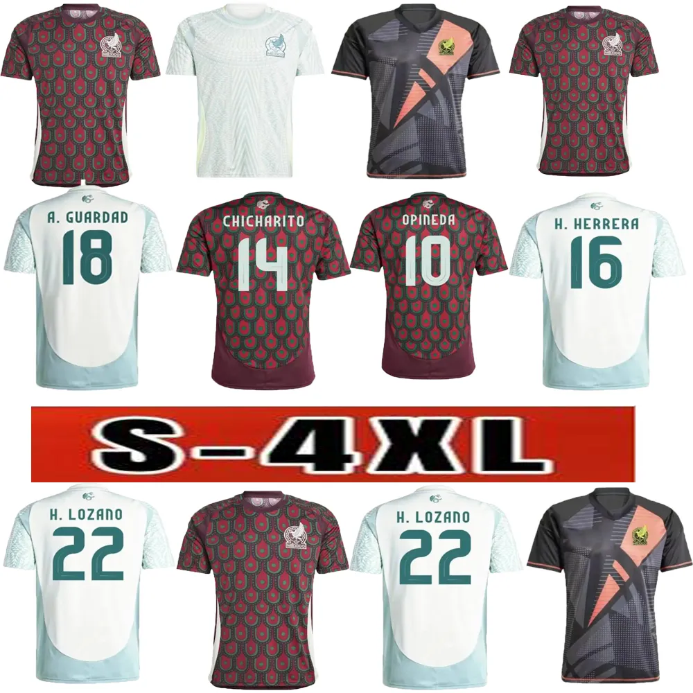 Top Thailandia Qualità 24 25 Copa 2024 MESSICO 4XL Maglie Kit Calcio Calcio O.PINEDA Camicie CHICHARITO LOZANO Uomo bambini Uniforme maillot de foot kit camiseta futbol