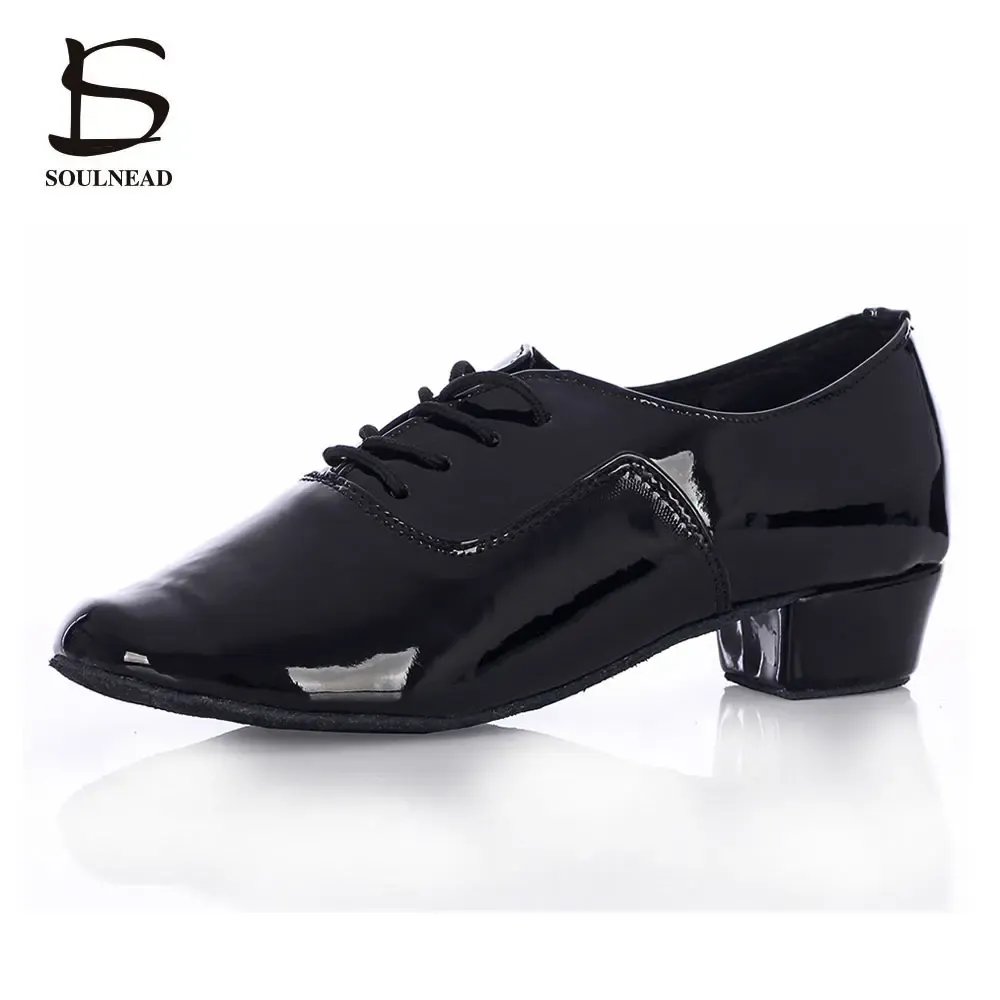 Boots Men Latin Salsa Chaussures de danse adultes Jazz Tango Dance Chaussures Black / White Pu Kid