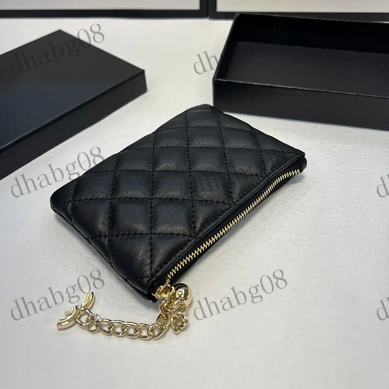 Lambskin cüzdan tasarım kadın çantası deri elmas ekose altın gümüş fermuar donanım metal toka güzel küçük kolye kırmızı zarf makyaj çantaları kart çantası 14.5cm