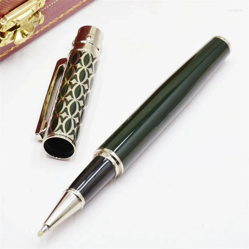 Santos De série Green Silver Silver Gold Ballpoint Pens Rollerball Stydle Luxury Stationery Writing Gift with Unique Scarving