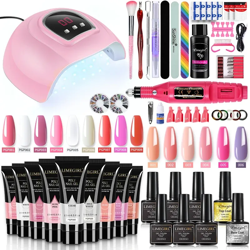 Kit manicure Set poli gel per unghie con kit smalto gel per unghie e trapano elettrico per unghie Lampada per unghie Set di estensioni per unghie per salone e casa