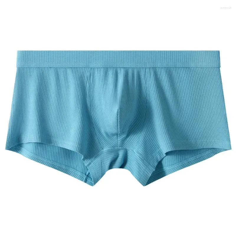 Underbyxor Modal Boxer Trunks Soft Bulge Pouch Män Andas trosor Bekväma underkläder Male Ribbed Randiga trosor