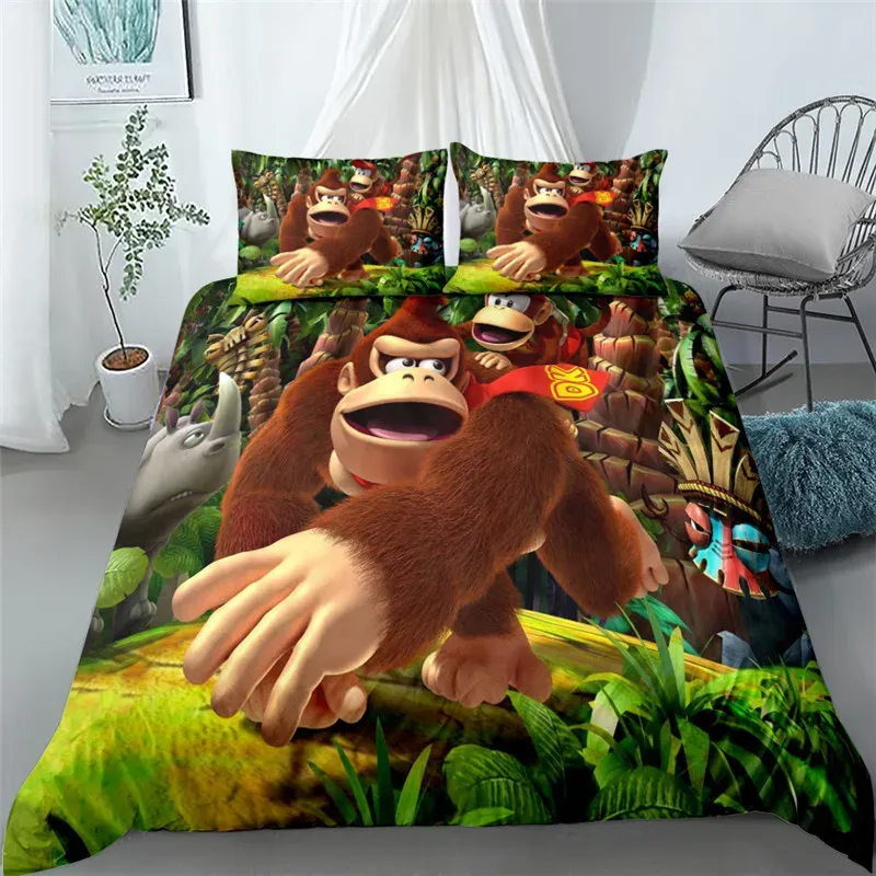 sets donkey kong switch game bedding set single twin double queen king cal king size bed linen set