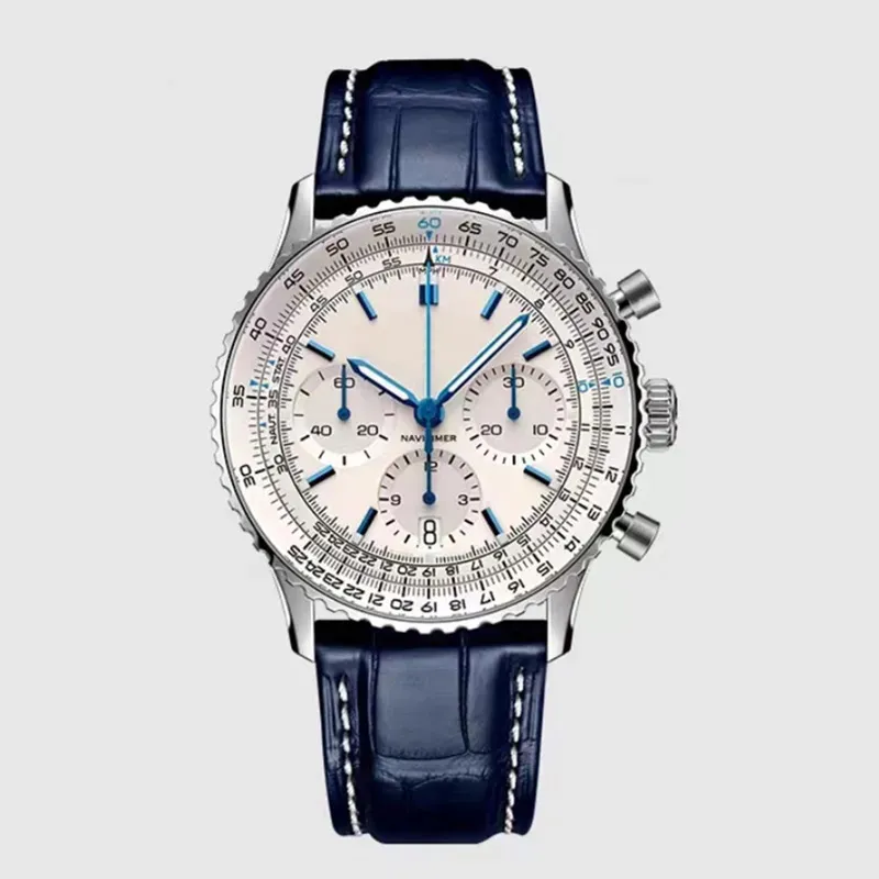 DHgate Bentley Mens Navitimer Wrist Watch Luxury Stainless Steel Analog Quartz Watch with Leather Band Watches