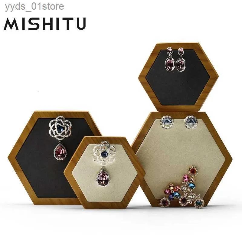 Caixas de jóias MISHITU 2 Pçs/set Losango Jóias Display Stand Colar Brincos Titular Organizador para Jóias Vitrine Decoração Bandeja L240323