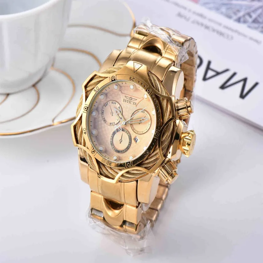 2020 Sprzedawanie zegarków Invicbes Mens Watch Classic Style Large Dial Auto Data moda Rose Gold Watch Relojes de Marca3029