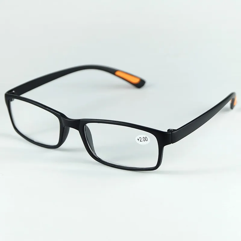 安いプラスチックフレームハイパーピア眼鏡老人のためのクラシックスクエアリーディングメガネ