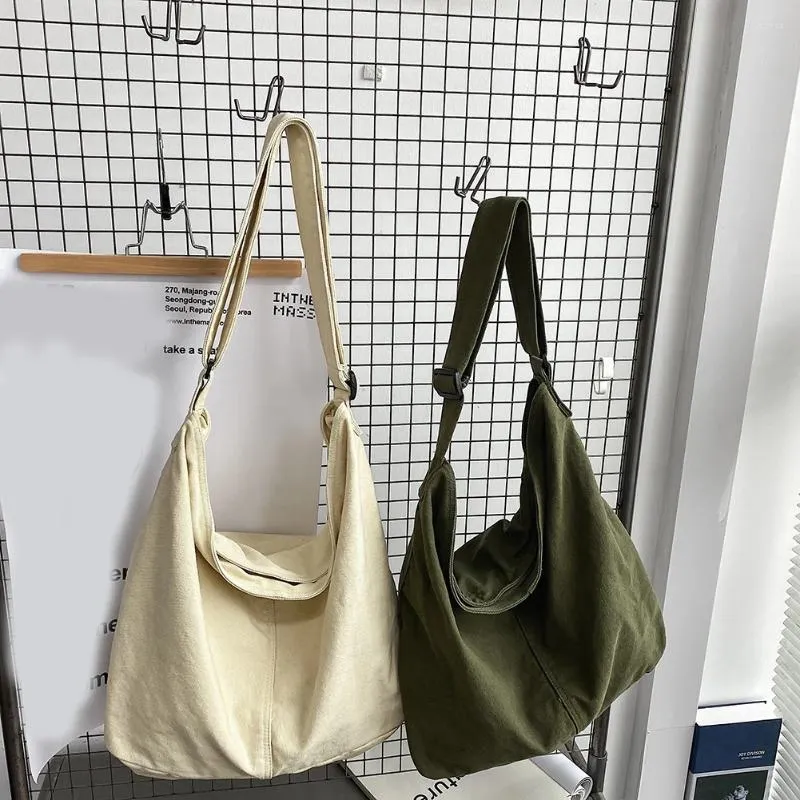 Sacs à bandoulière grande capacité pour femmes, sac à main en tissu de coton épais pour livres, fourre-tout mode coréenne pour étudiantes, sacs à main d'école