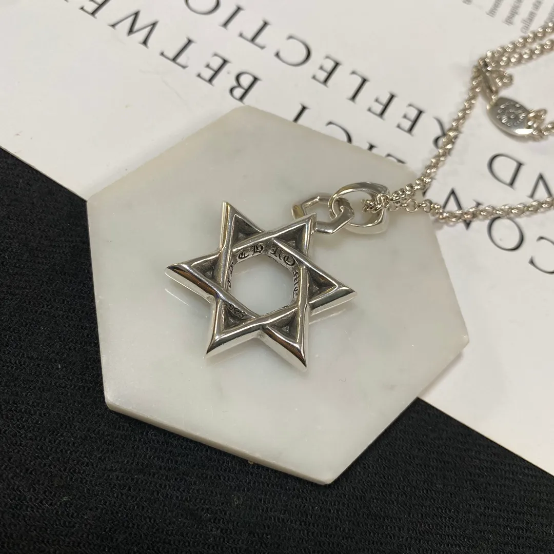 Высококачественное винтажное серебряное ожерелье Croheart с гексаграммой и звездой, готическое дизайнерское ожерелье с тайным шрифтом