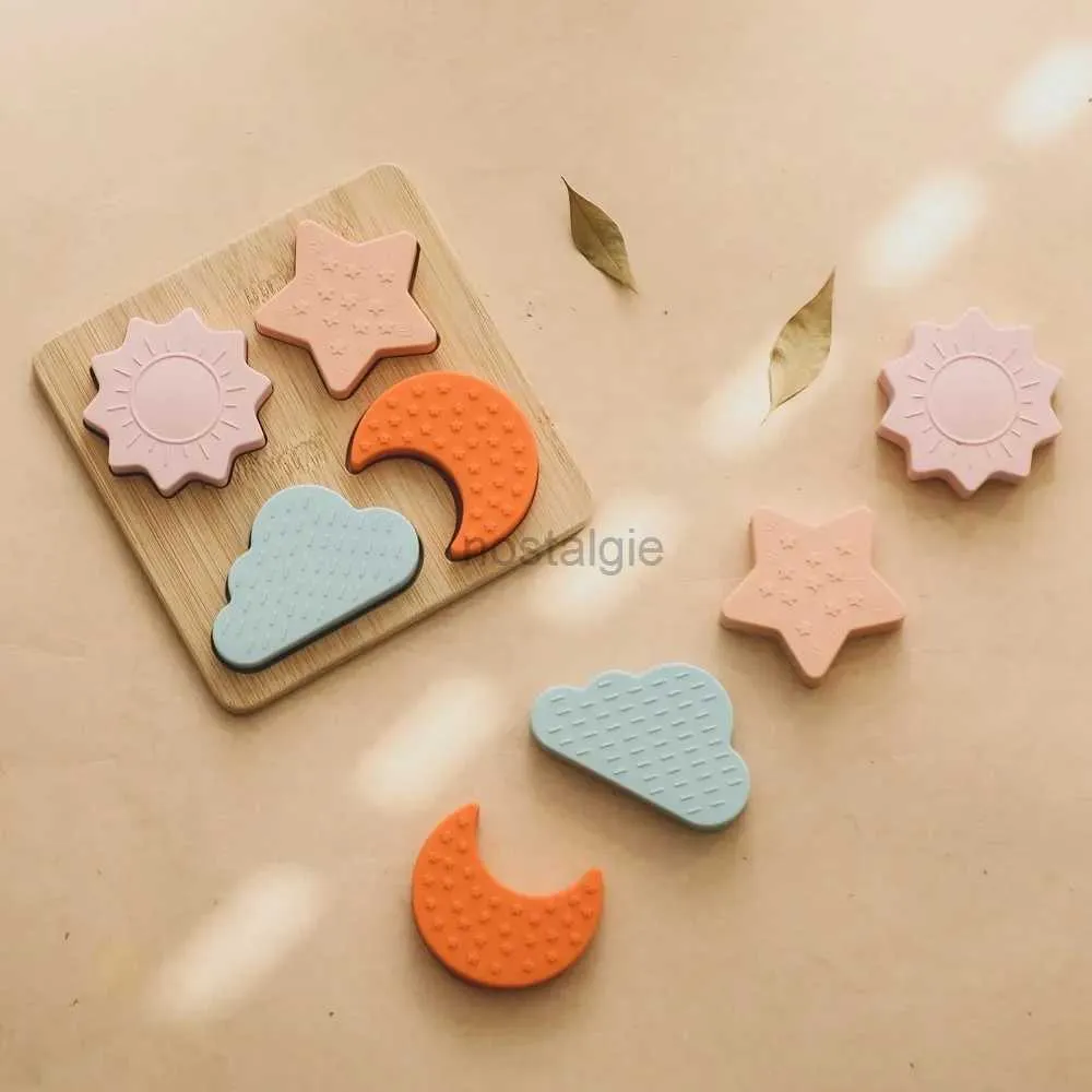 Trier des jouets d'empilage de nidification bébé Montessori Stars Silicone Moon Stacking High Blocy Blocs Wood Board Board Games Childrens Education Gifts 24323