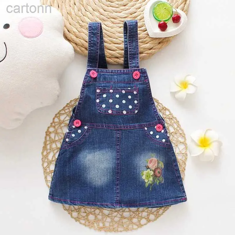 Meisjesjurken IENENS babykleding jeans skiën kinderen meisjes denimkleding kinderkleding peuter baby parachutespringen 1 2 3 jaar 24323