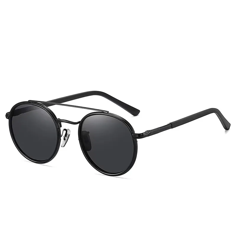 Поляризованные солнцезащитные очки, модные солнцезащитные очки в металлической круглой оправе для Европы и США, новые классические мужские байкерские очки 1.1 с индивидуальными лучами