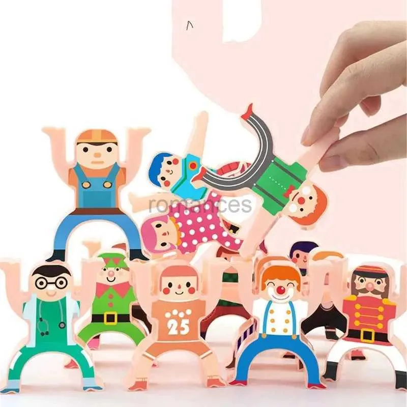 Sortera häckning Staping Toys Montessori High Block Game Color Cartoon Hercules Tower Balance Doll Fine Motor Skills Training Childrens Puzzle Toys 24323