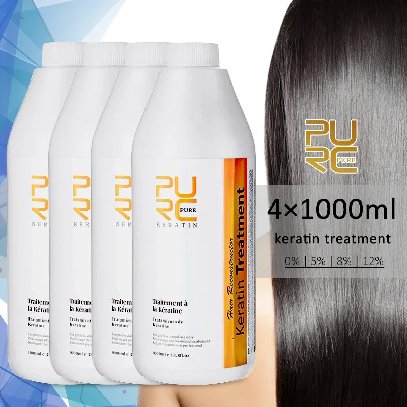 Behandelingen PURC Keratine Haarbehandeling Shampoo Braziliaanse Smoothing Keratine Rechttrekken Crème Reparatie Beschadigd Haarverzorgingsproduct 4 stuks 1000 ml