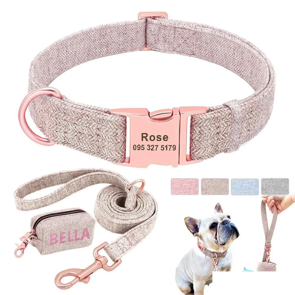 Hundeträger, personalisiertes Halsband, Leinen-Set, individueller Haustier-Kotbeutel für kleine, mittelgroße und große Hunde, Outdoor-Welpen-Müllsäcke, Zubehör, Mops-Drop, Otflc