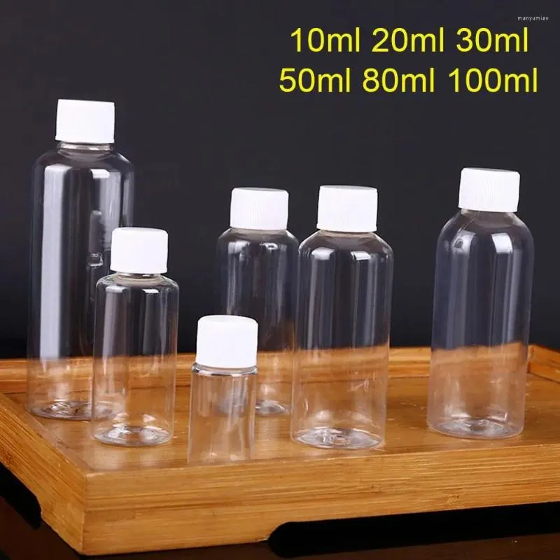 Lagringsflaskor 10st plast PET SEAL 10/20/30/50/00/100 ml Återanvändbar lotionbehållare Travelflaska Tomkosmetikbehållare