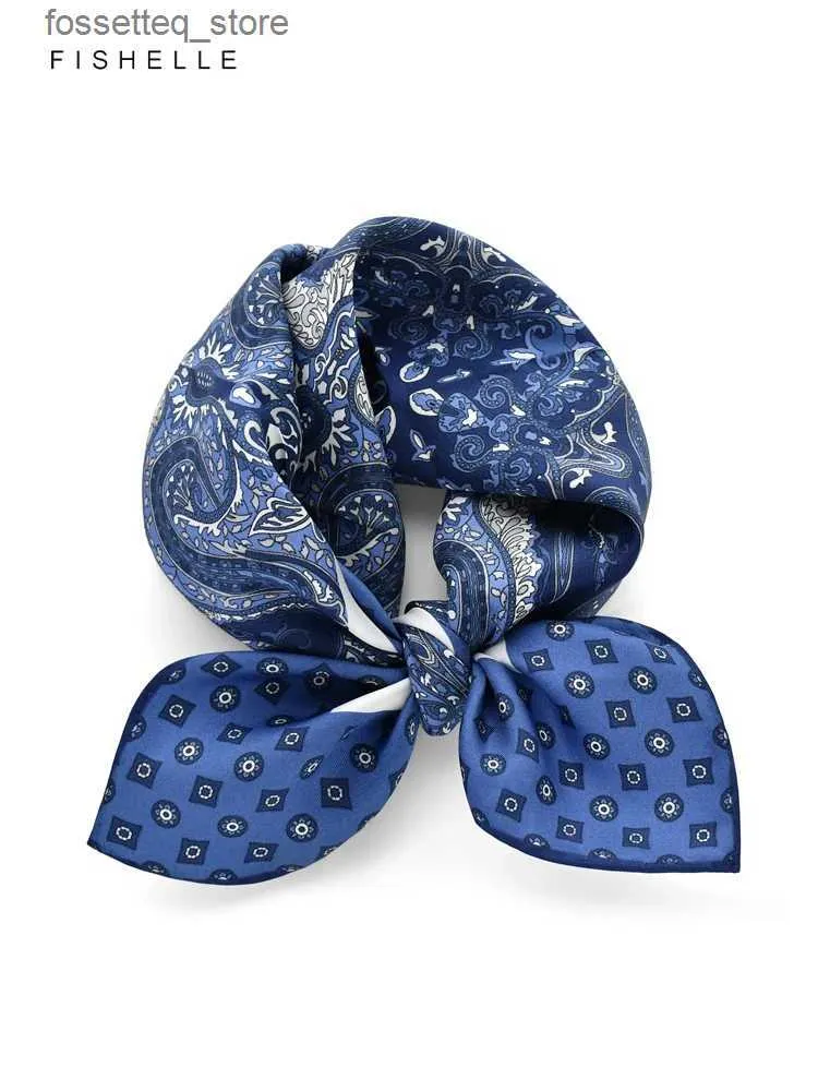 Mouchoirs Bleu style ethnique soie naturelle petite écharpe carrée femmes printemps automne foulards hommes hijab adulte mouchoir wr cadeaux de luxe L240322