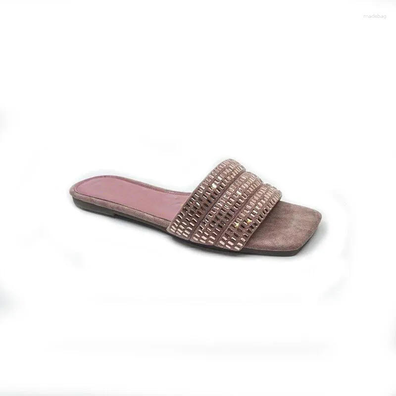 Sapatos de vestido mais recente sapato africano senhoras salto baixo mulheres bombas de alta qualidade deslizamento no chinelo de verão decorado com strass vme009