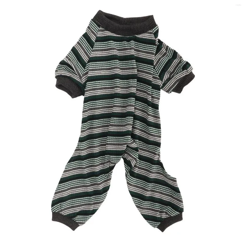 Vestuário para cães 4 pernas pijama atraente confortável verde multiuso listrado onesie elástico para po shoots verão