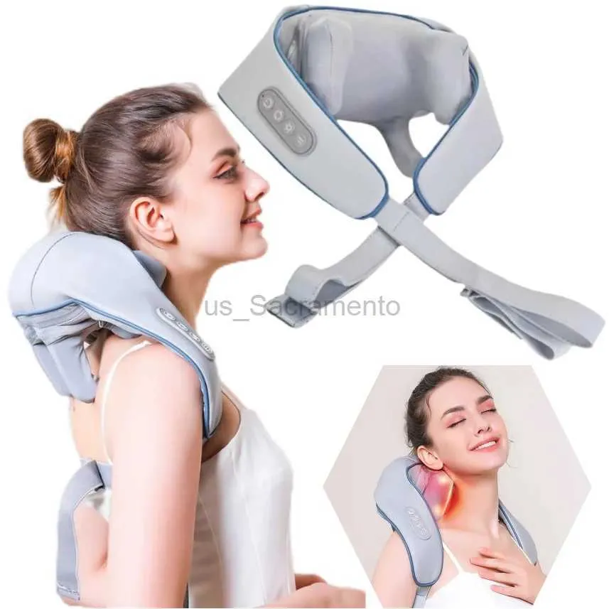 Massera nackkudde 6D Knådan Massage sjal Electric Neck Axel Massager Trapezius Back Muscle Massager Pain Relief Cervical Vertebra Relax 240323