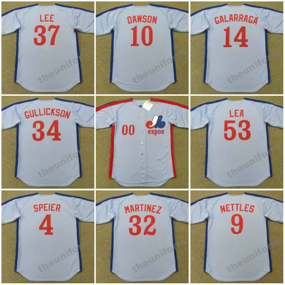 Men's 1981's-1988's Montreal ANDRE DAWSON ANDRES GALARRAGA CHARLIE LEA CHRIS SPEIER DENNIS MARTINEZ GARY CARTER GRAIG NETTLES Throwback Baseball Jersey S-5XL