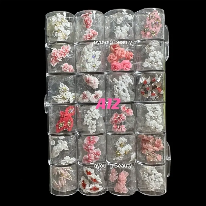 100st nagelpärl smycken handgjorda julen god kawaii nagelkonst charms Anpassa dekoration klistermärken 3D akrylblommor 240301