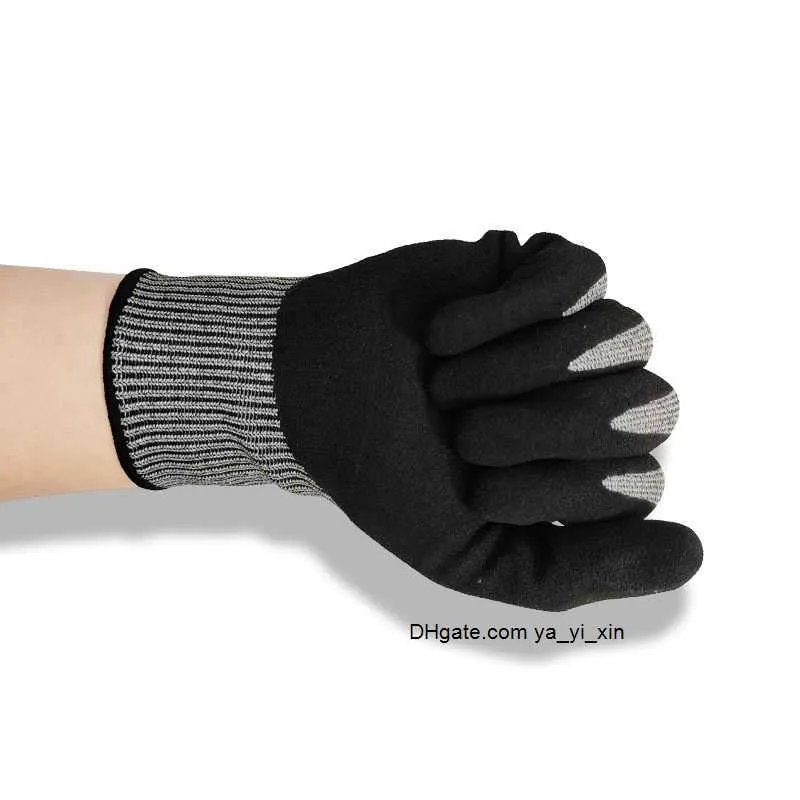 New woodworking wear-resistant A7 A8 grade plus steel wire anti-cutting anti-cutting gloves labor protection site anti-slip thickened nitrile scrub hand