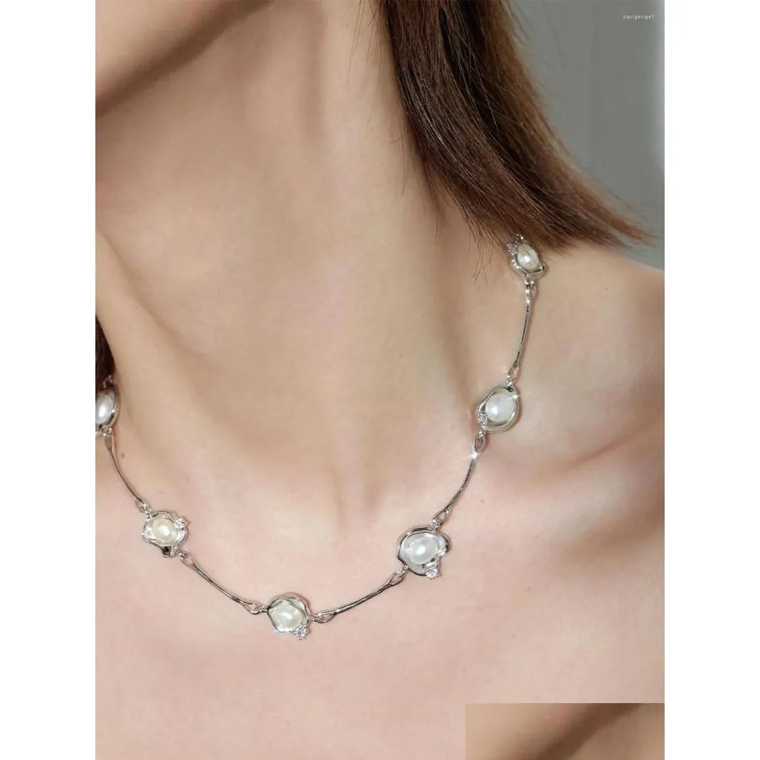 Kedjor tidlös undrar naturlig pärla geo zirkonia choker halsband för kvinnor designer smycken kpop fest gåva japan söt sällsynt topp dro otupi