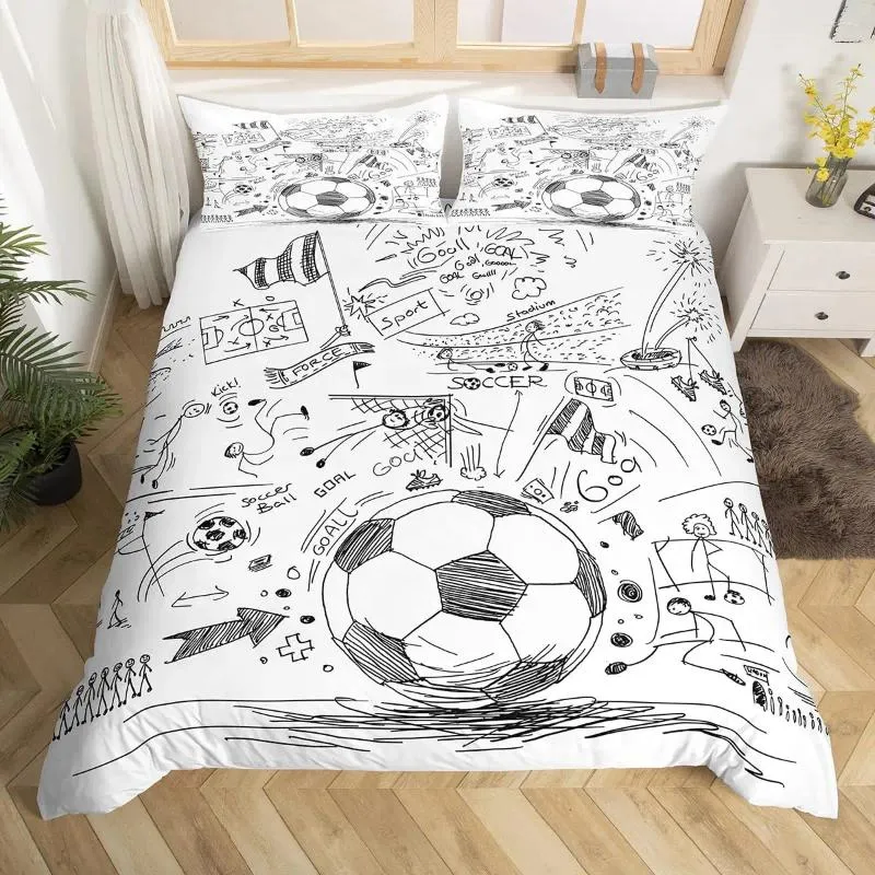 Set di biancheria da letto Calcio Calcio Sport Ragazzo Bambini Trapunta Durex Twin Full King Size 3 pezzi Copripiumino Set di lino Copriletto 240x220 200x200