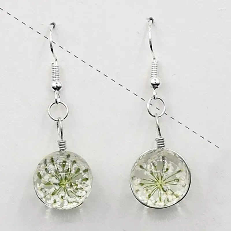 Dangle Earrings 1 Pair Fashion Glass Ball Romantic Flower Decor Drop Pendant Earring Jewelry Accessories