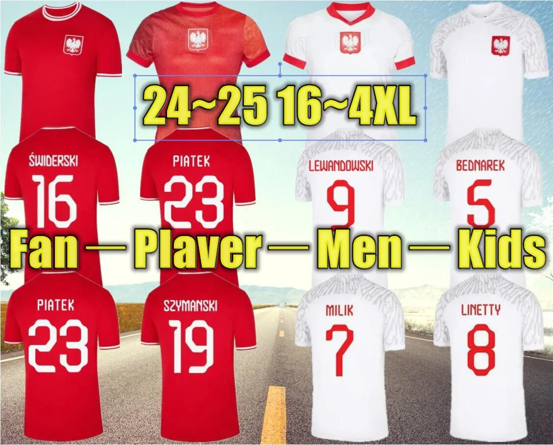 2024 Lewandowski Soccer Jerseys Men Chids Kit Polonia 2025 Zielinski M E S S I Milik Zalewski Szymanski Polish Shird Polen Uniform Boy 24 25 Pologne Bednarek