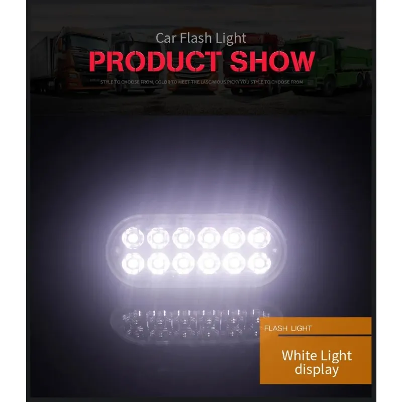 2x ciężarówka 12V 24 V 6SMD LED Strobe Ostrzeżenie Light Strobe Chrata Flashing LightBar Car Lampa Beacon Lampa Amber Yellow White Light