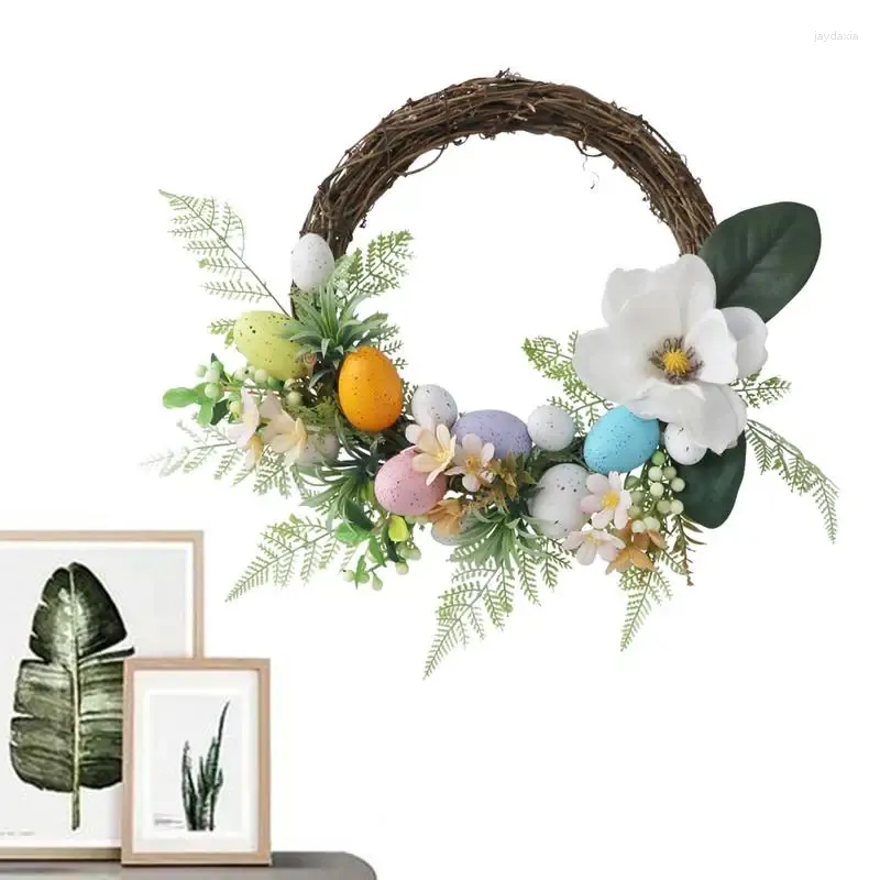 Dekorativa blommor Easter Wall Wreath Artificial Garland Handmited Decor for Doorway Yard Backyard Fireplaces Farm