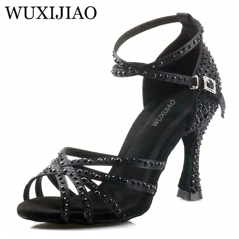 Buty Wuxijiao Pearl Rhinestone Latin Dance Buty Kobiety Ballroom Professional Taniec buty Miękkie podeszwy/butę na obcasie