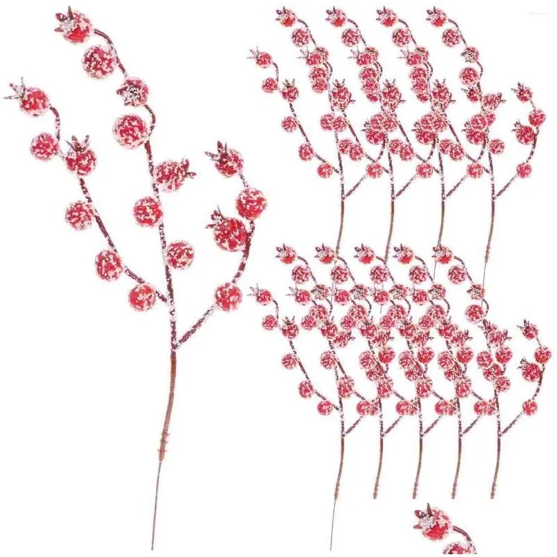 Dekoracyjne kwiaty wieńce gałęzie sztuczne jagody gałąź gałąź świąteczne bukiet czerwony holly jagłowe rośliny pręcikowe impreza dom domowy upuść othnx