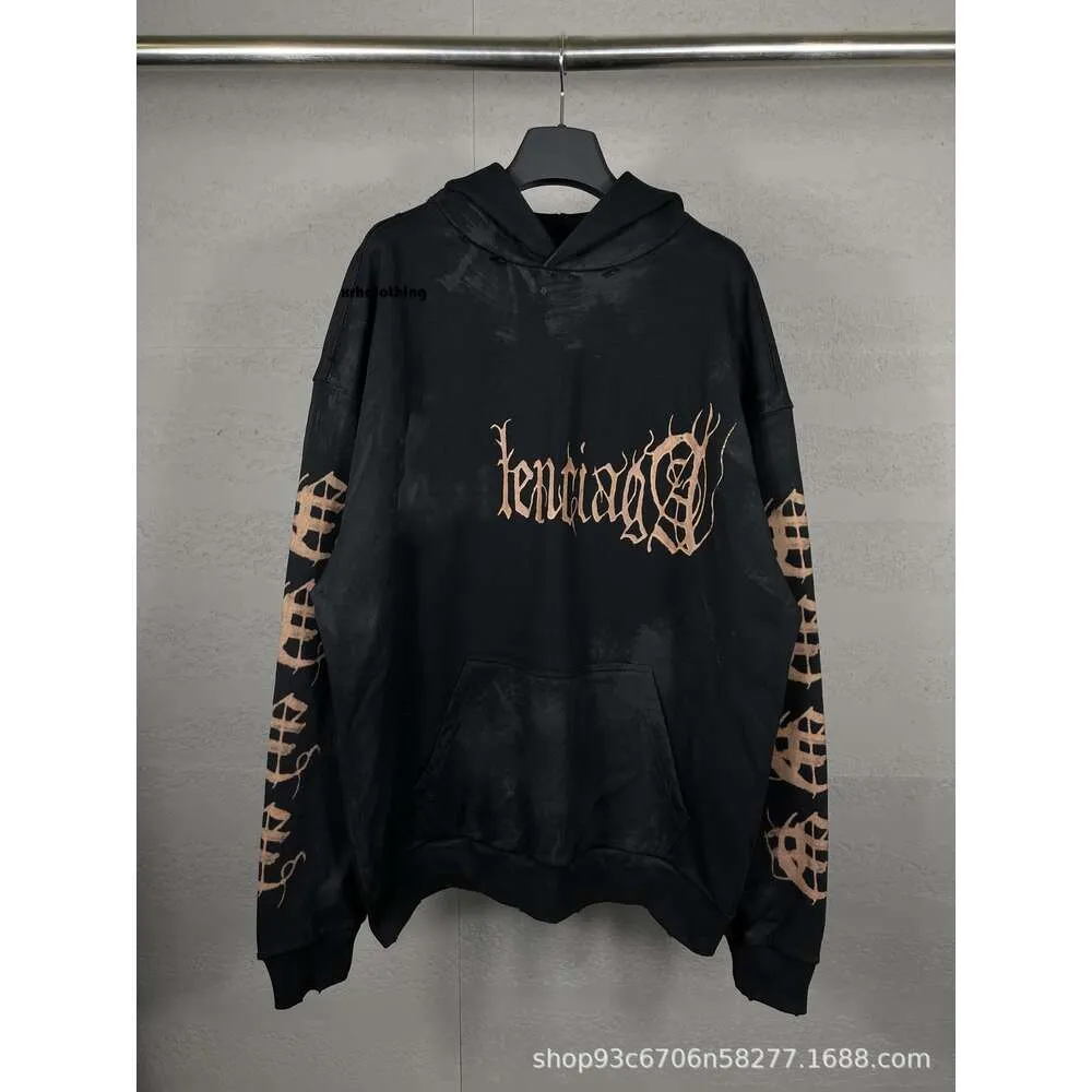 hoodie designer 23SS Correct Version B Home Paris Sanskrit Alphabet Handdrawn Graffiti, Washed, Worn Out Hoodie